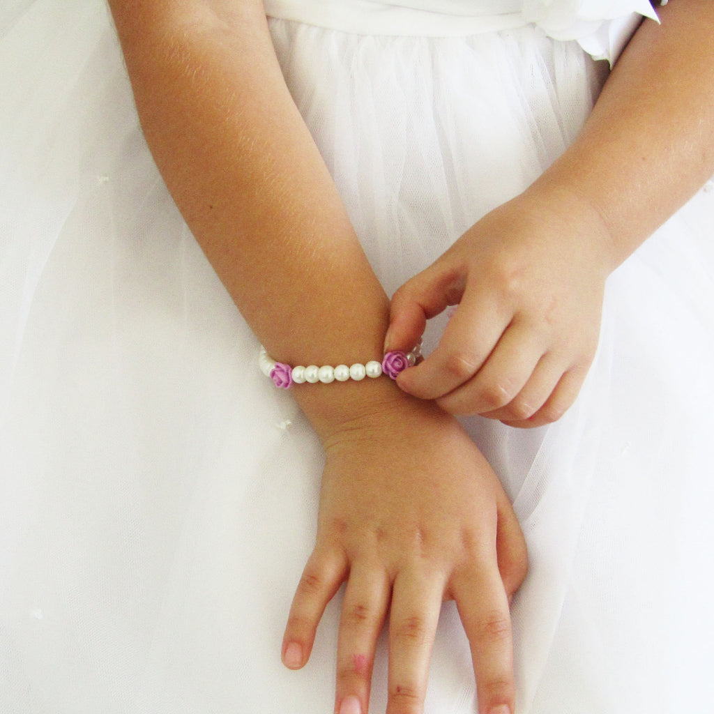 Flower girl gift, Personalised flower girl bracelet,  flower girl gift idea, children's pearl bracelet, wedding jewelry , kids gifts