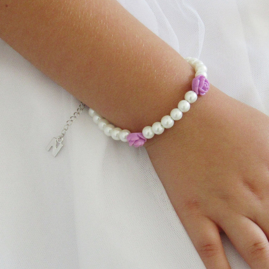 Flower girl gift, Personalised flower girl bracelet,  flower girl gift idea, children's pearl bracelet, wedding jewelry , kids gifts