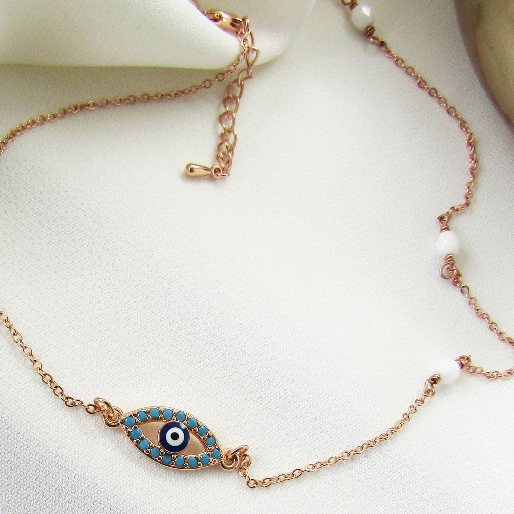 Evil eye necklace, greek evil eye choker, evil eye jewellery