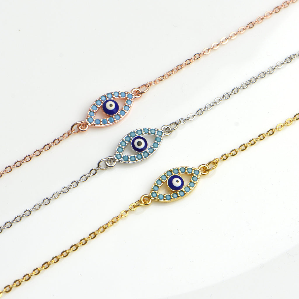 Evil Eye Bracelet Blue Evil Eye Jewelry Silver Rose Gold 16k Gold Plated Greek Jewelry Good Luck Gifts Best Friend Gift Lucky Eye Bracelet