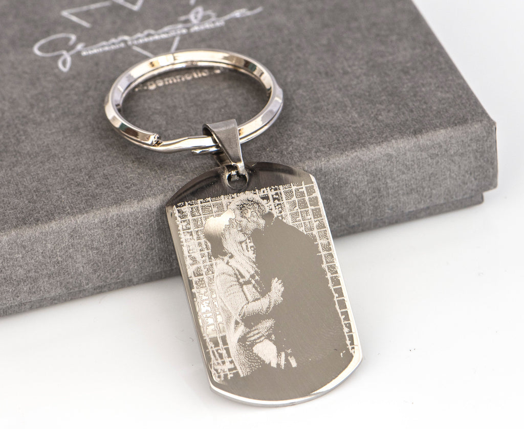 Engraved Photo Key Chain Personalized Boyfriend Girlfriend Gifts For Her Gifts For Him Stainless steel Photo Key Ring Christmas Gifts