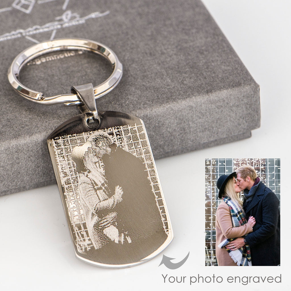 Engraved Photo Key Chain Personalized Boyfriend Girlfriend Gifts For Her Gifts For Him Stainless steel Photo Key Ring Christmas Gifts
