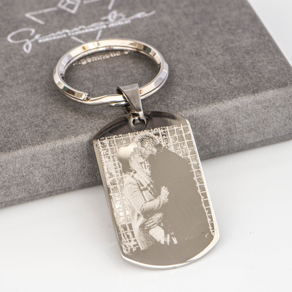 Engraved Photo Key Chain Personalized Boyfriend Girlfriend Gifts For Her Gifts For Him Stainless steel Photo Key Ring Christmas Gifts