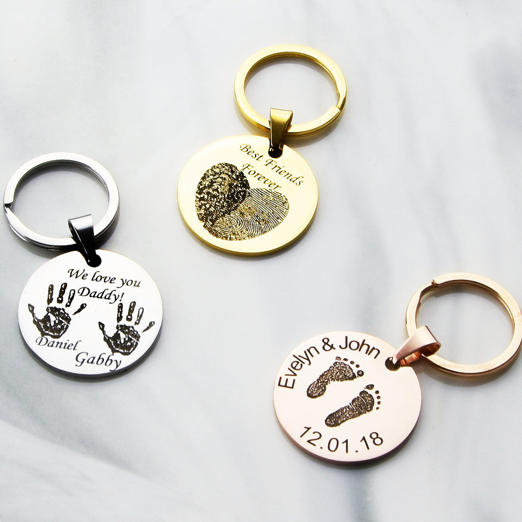 Fathers Day Gifts Dad Keychain Gifts for dad fathers keychain kids footprint keychain kids handprint keychain for dad engraved dad gifts