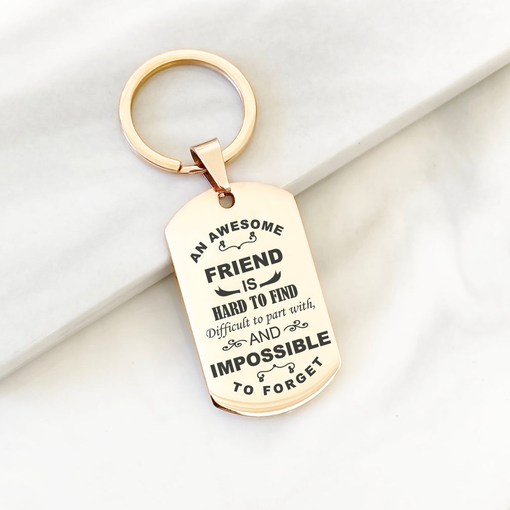Personalised friend key chain, best friend gift, best friend birthday gift, gifts for friends, silver rose gold or gold custom friend gift