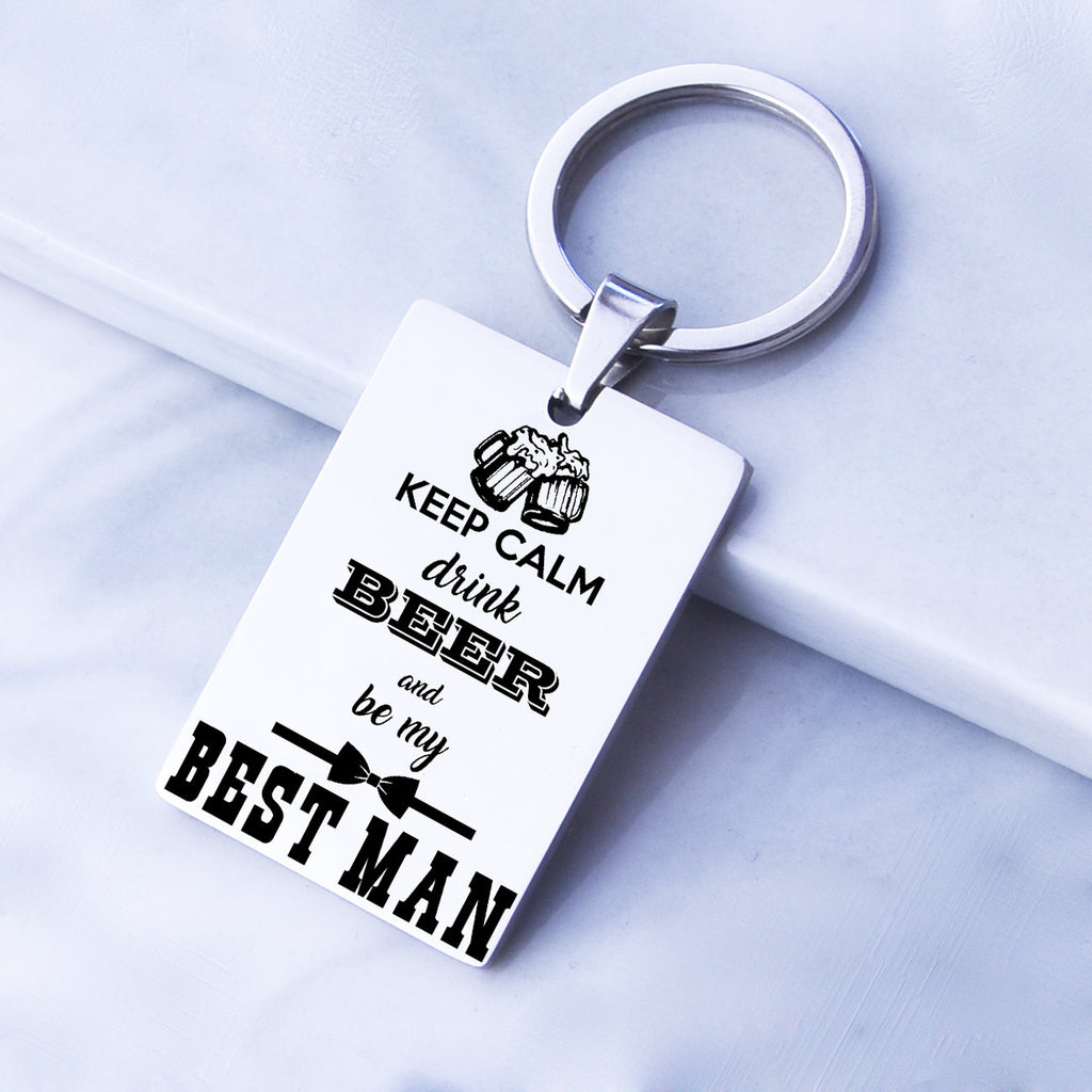 Best Man Gift Groomsmen Gift Bridal Party Gift Keep Calm Key Chain