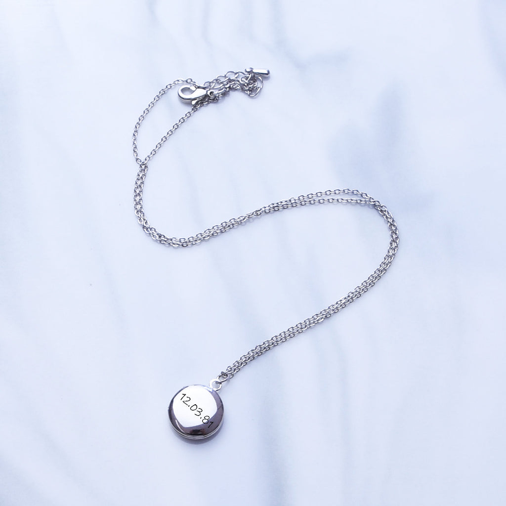Tiny round locket necklace