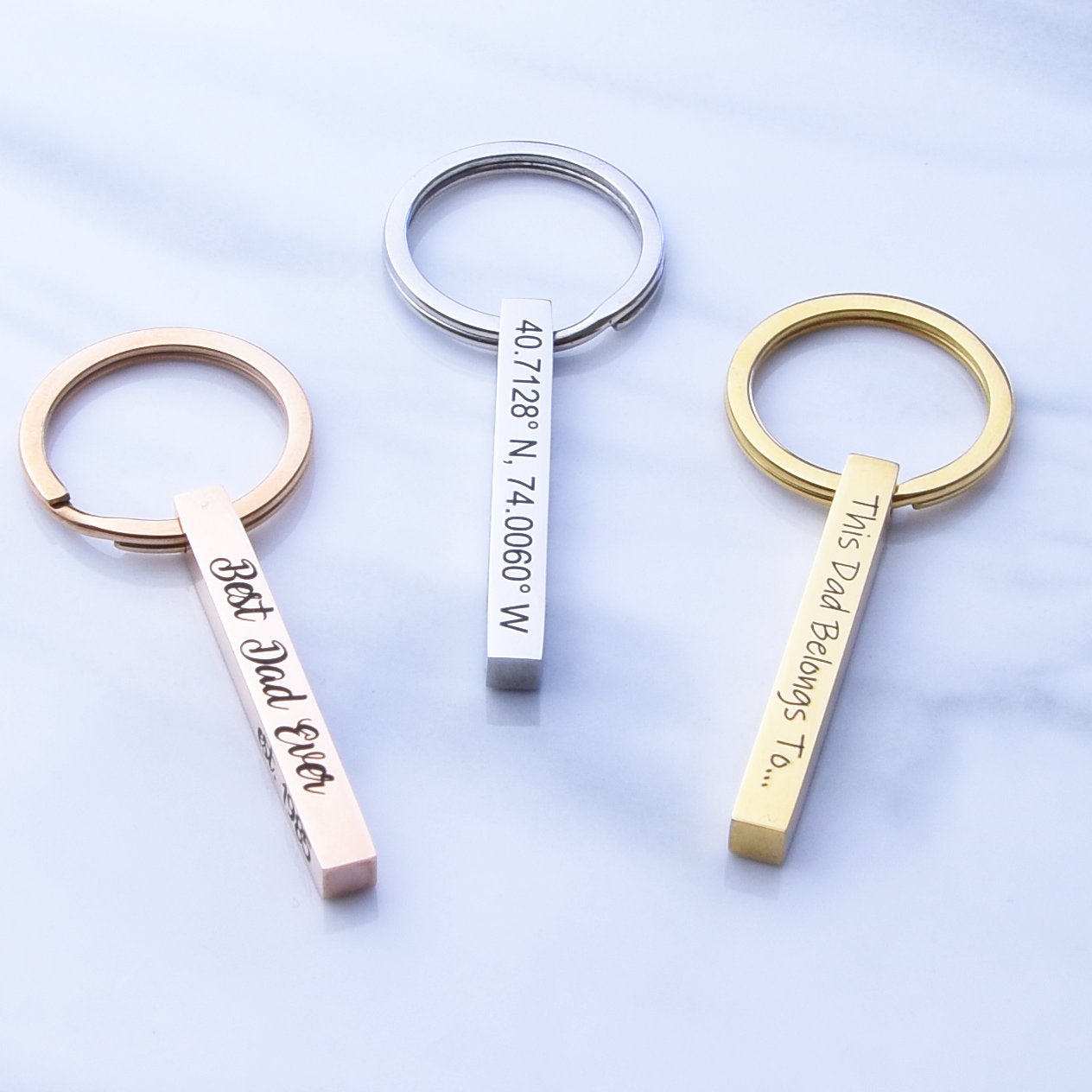 Personalized dad key chain, gifts for dad, engraved stick key