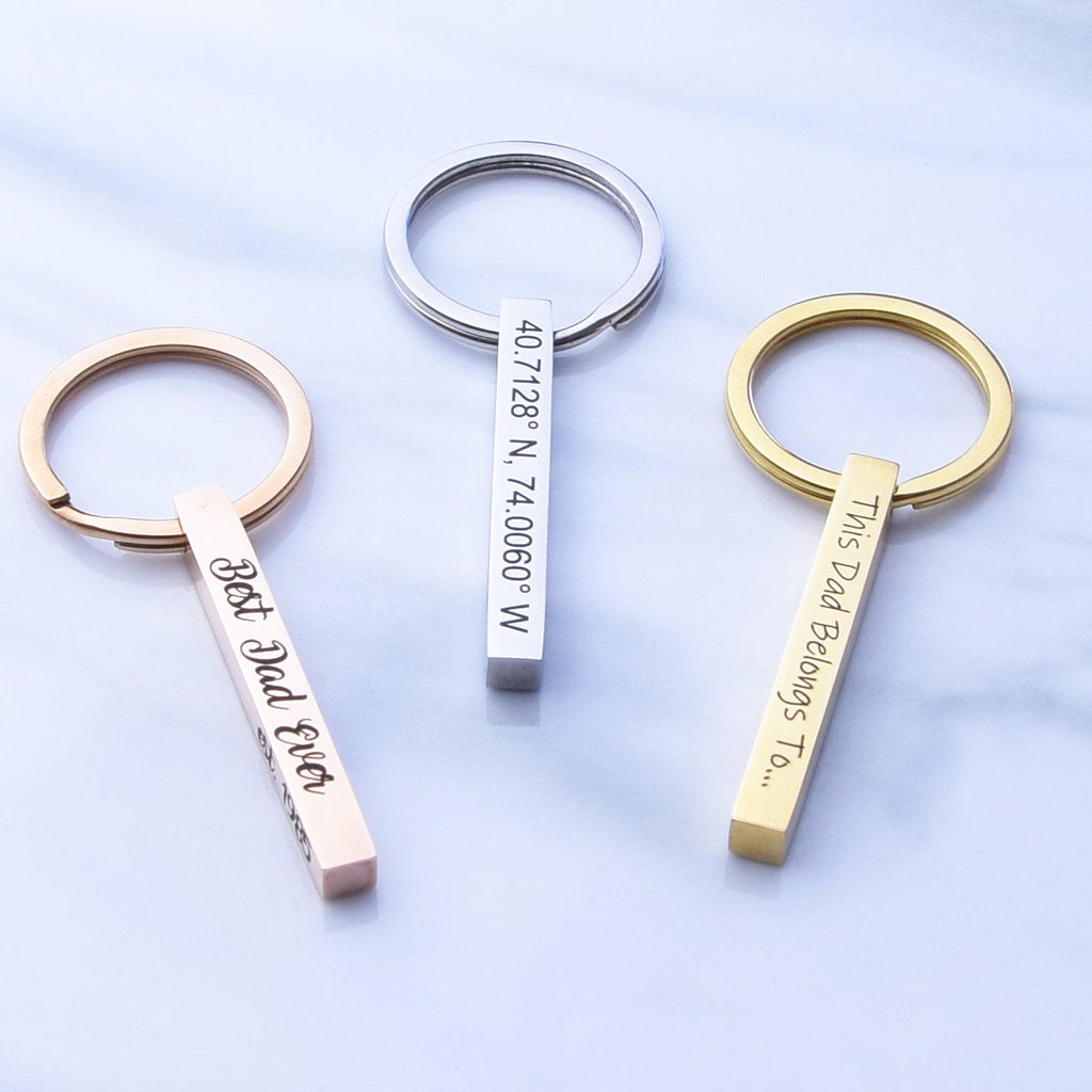 Personalized dad key chain, gifts for dad, engraved stick key chain