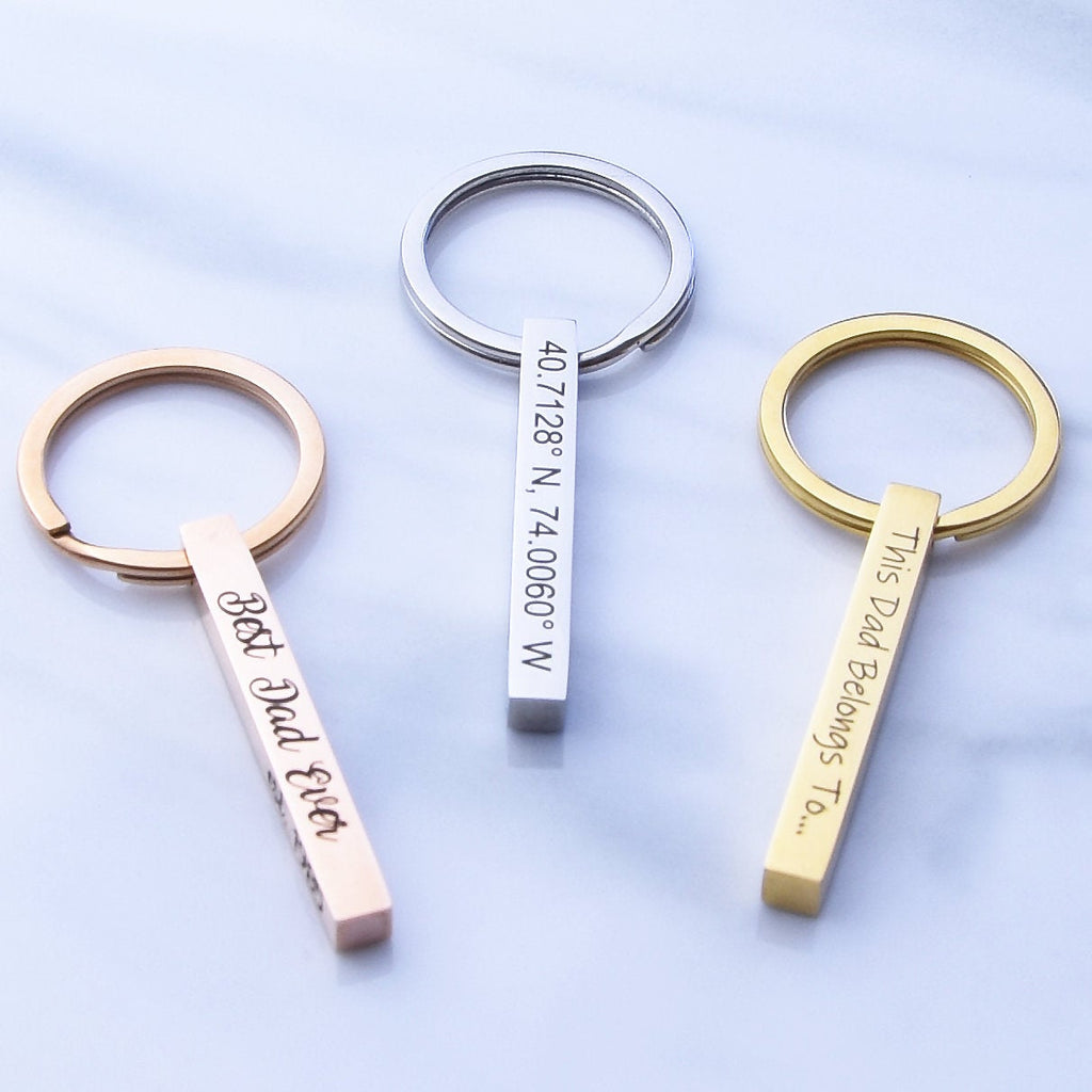 Personalized dad key chain, gifts for dad, engraved stick key chain