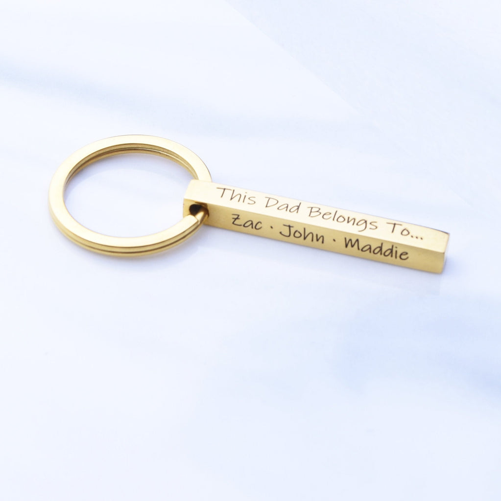 Personalized dad key chain, gifts for dad, engraved stick key chain