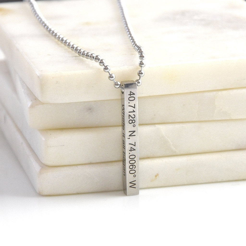Fathers Day Gift Men&#39;s Engraved Necklace Black Stainless Steel Men&#39;s Personalized Necklace, Name Necklace, Boyfriend Gift, Men&#39;s Jewelry
