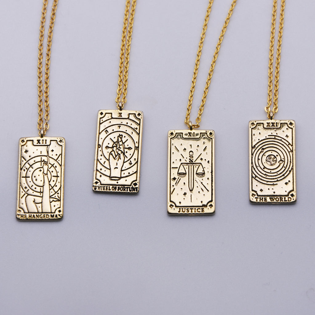 Gold plated tarot card necklace, Tarot card jewelry, The hangman tarot necklace, gifts for tarot lovers, gifts for her, teen necklace