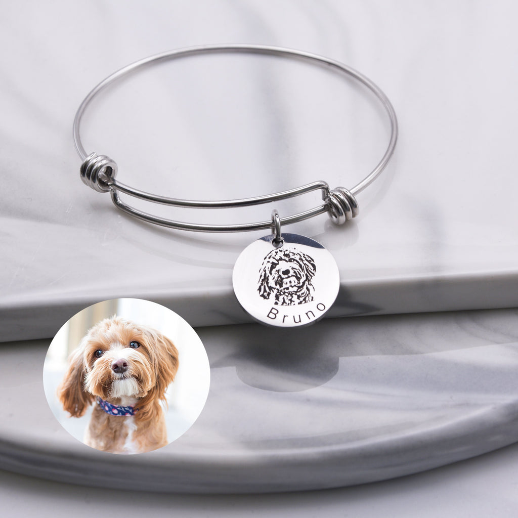 Pet memorial gift, pet portrait bracelet, pet jewelry, animal bracelet, pet picture gift, pet portrait jewelry, pet lover gift, pet bangle