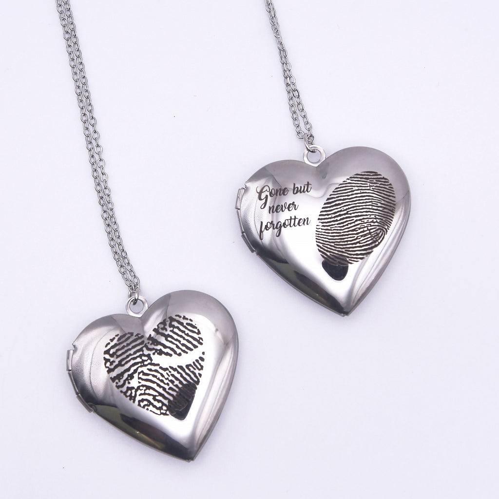 Actual fingerprint engraved locket, memorial gift, fingerprint heart locket, engraved gifts, gifts for mum, gifts for her, mothers necklace