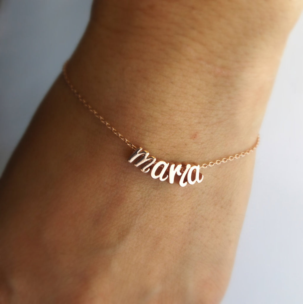 Silver, rose gold or gold plated custom name bracelet, initial bracelet