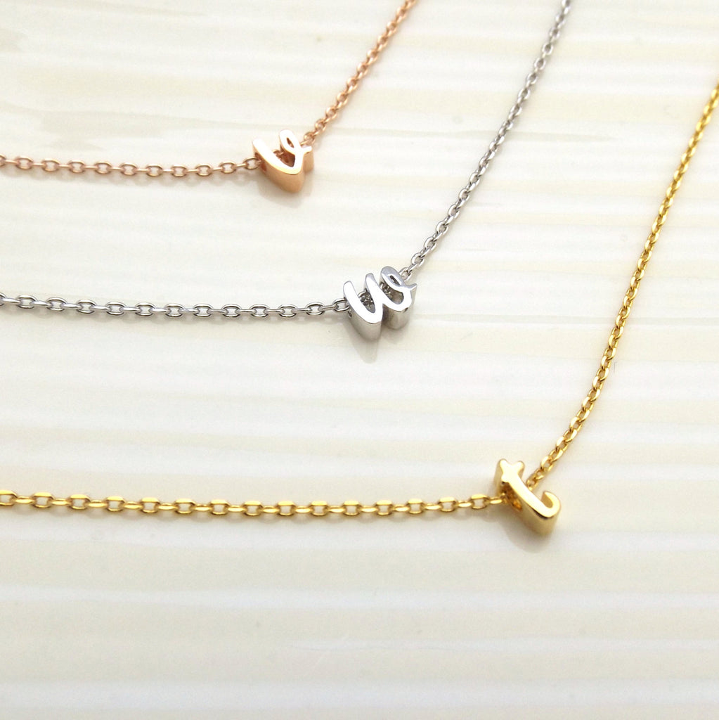 Silver gold rose gold children's initial necklace, personalized flower girl gift, flower girl jewelry