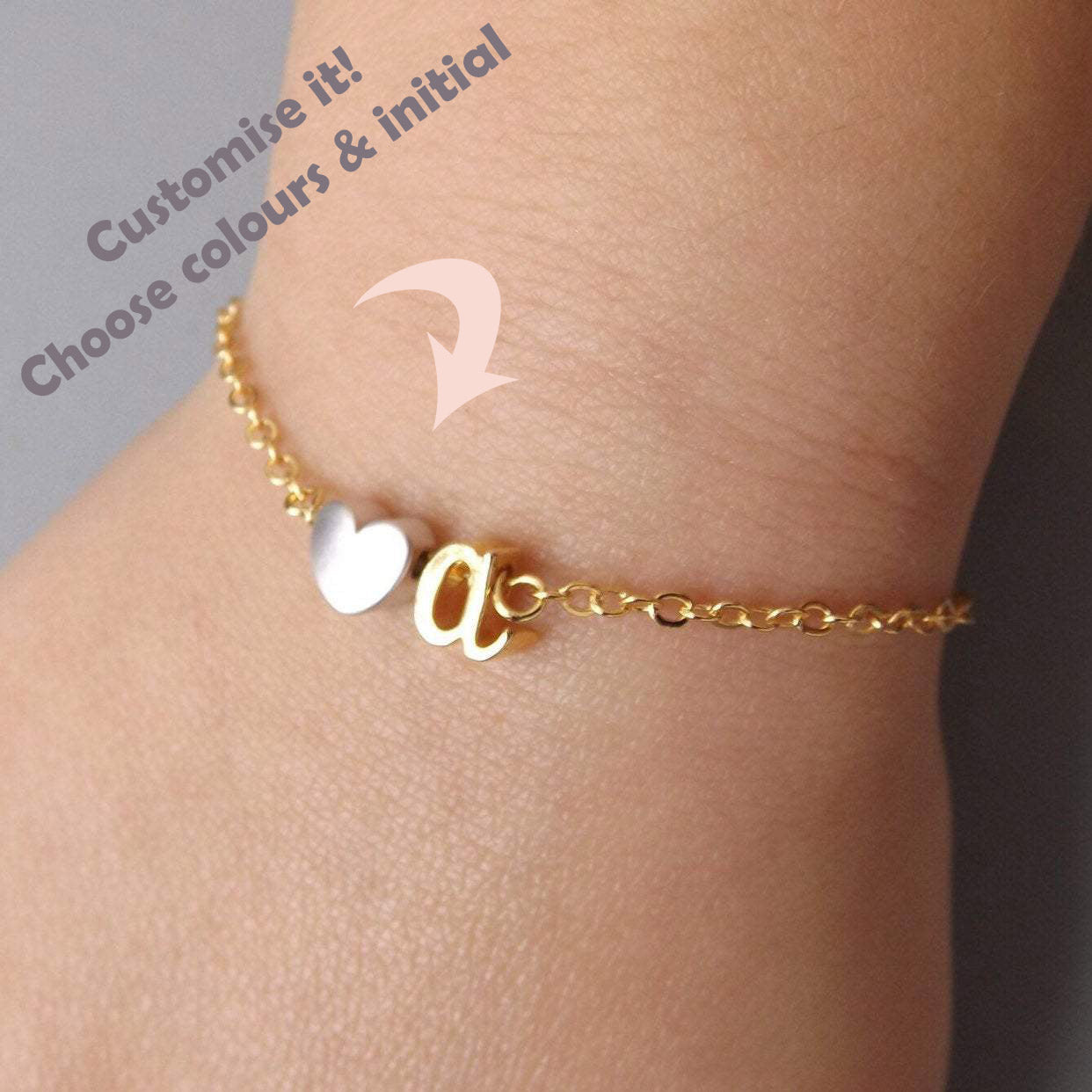 Two Name Bracelet With Heart