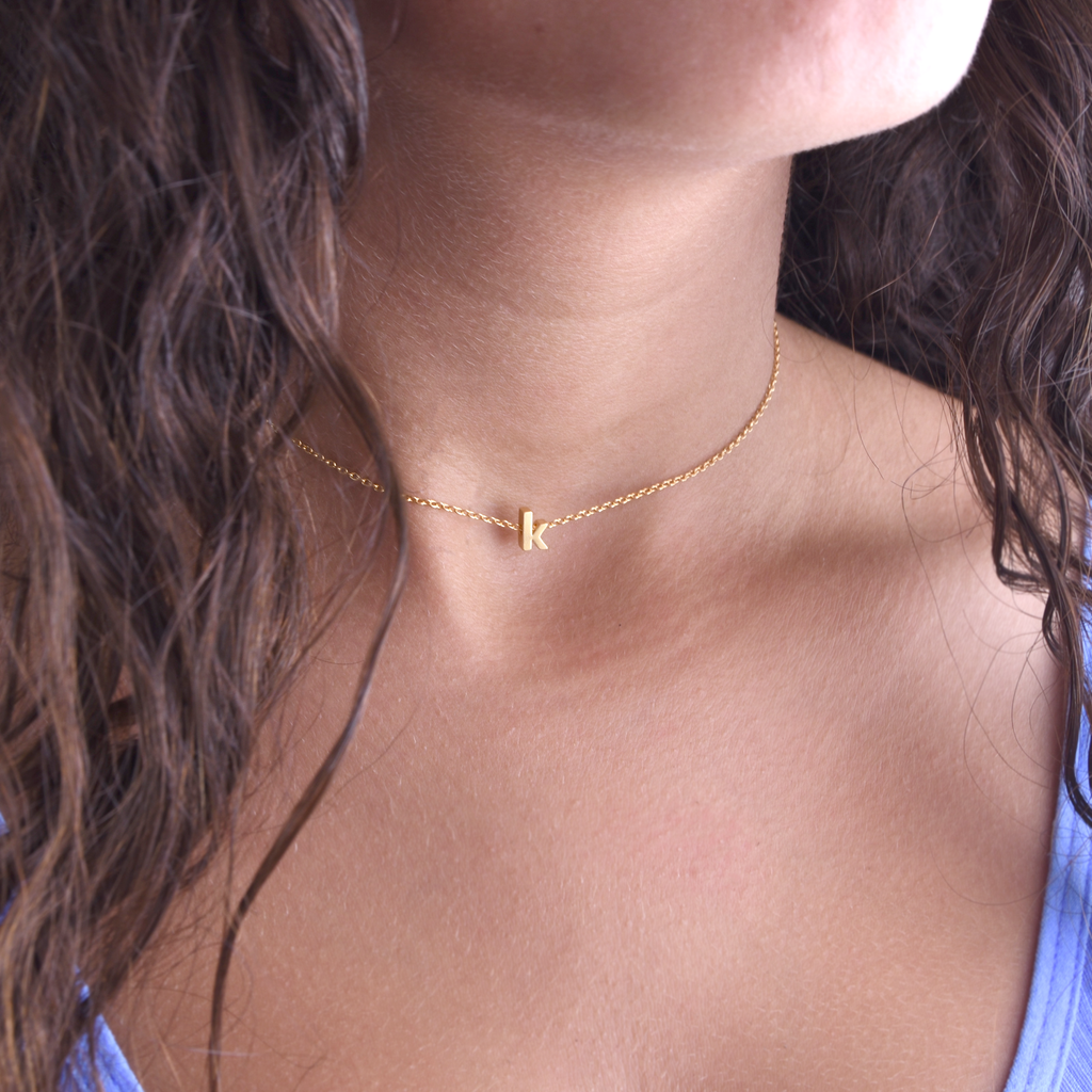 Initial choker rose gold silver or gold dainty letter choker minimal delicate lowercase